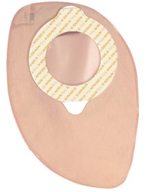 SACCA COLOSTOMIA A DUE PEZZI AGGANCIO ADESIVO CON GUI DI SICUREZZA FONDO CHIUSO DIAMETRO 60MM CAPACITA' 350ML COLORE BEIGE 30 PEZZI FLEXIMA KEY