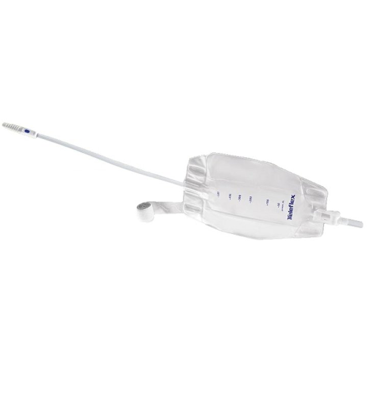 SACCA RACCOGLI URINA DA GAMBA PER INCONTINENZA 3 CAMERE COMFORT 500 ML A BASSO PROFILO IN PVC LATO RIVESTITO TNT CON TUBO DIRITTO 45 CM SENZA PUNTO DI PRELIEVO VARIABILE 8 PEZZI
