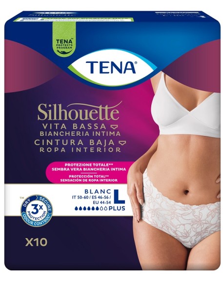 TENA SILHOUETTE P WHITE L 10PZ