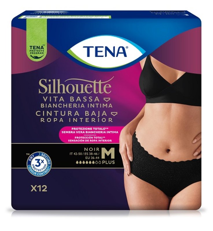 TENA SILHOUETTE Noir M VB 12pz