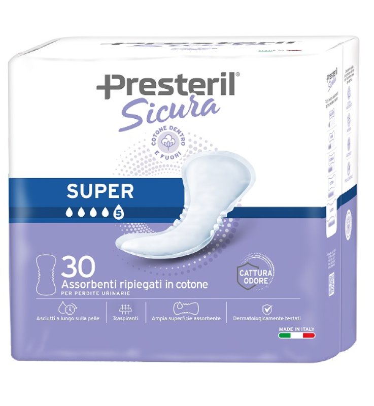 PRESTERIL SICURA ASSORBENTE INCONTINENZA SUPER 30 PEZZI PRESTERIL SICURA ASSORBENTE INCONTINENZA SUPER 30 PEZZI