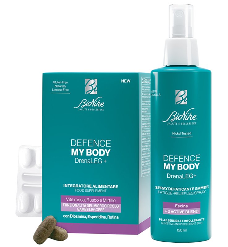 DEFENCE MY BODY DRENALEG+ KIT IN & OUT 1 DRENALEG+ 60 COMPRESSE + 1 DRENALEG+ SPRAY DEFATICANTE GAMBE 150 ML
