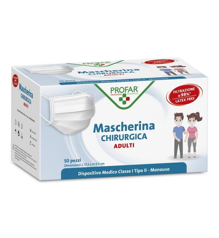 PROFAR MASCHERINA CHIRURGICA ADULTI 50 PEZZI