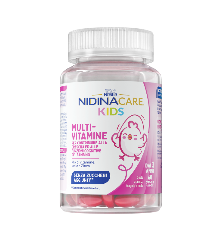 NANCARE KIDS MULTIVITAMINE 60 CARAMELLE GOMMOSE GUSTO ARANCIA FRAGOLA MELA SENZA ZUCCHERI AGGIUNTI