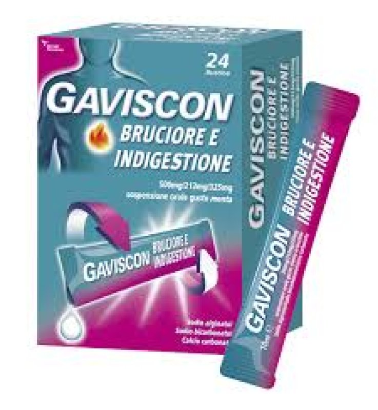 GAVISCON BRUCIORE E INDIGESTIONE*24 bust 500 mg + 213 mg + 325 mg