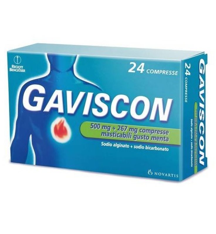 GAVISCON*24 cpr mast 500 mg + 267 mg menta