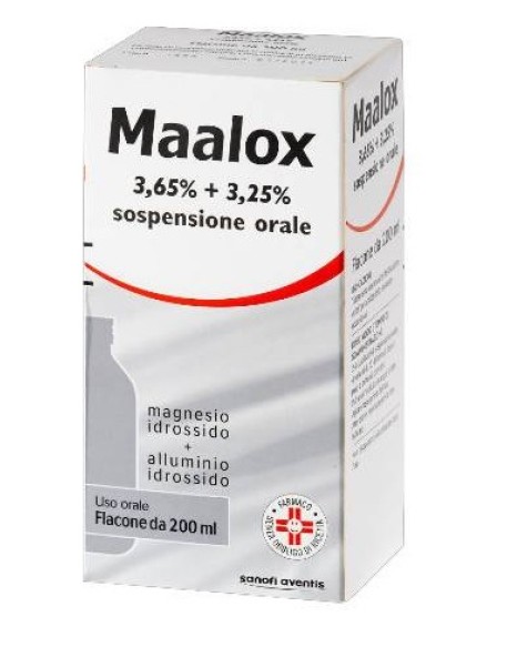 MAALOX*orale sosp 200 ml 3,65% + 3,25%