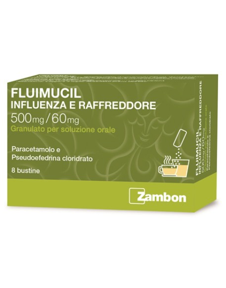 FLUIMUCIL INFLUENZA E RAFFREDDORE*orale 8 bustine 500 mg + 60 mg