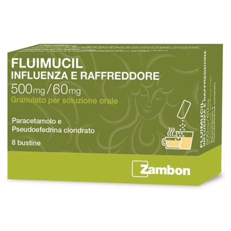 FLUIMUCIL INFLUENZA E RAFFREDDORE*orale 8 bustine 500 mg + 60 mg FLUIMUCIL INFLUENZA E RAFFREDDORE*orale 8 bustine 500 mg + 60 mg