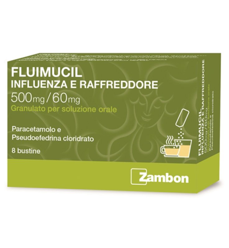 FLUIMUCIL INFLUENZA E RAFFREDDORE*orale 8 bustine 500 mg + 60 mg