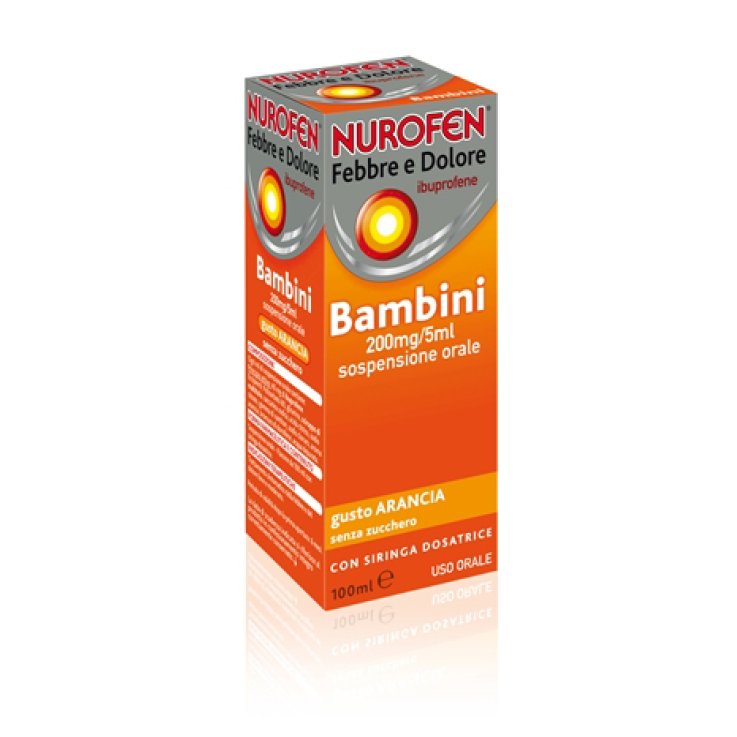 NUROFEN FEBBRE E DOLORE*orale sosp 100 ml 200 mg/5 ml arancia senza zucchero con siringa NUROFEN FEBBRE E DOLORE*orale sosp 100 ml 200 mg/5 ml arancia senza zucchero con siringa