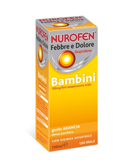 NUROFEN FEBBRE E DOLORE*BB orale sosp 150 ml 100 mg/5 ml arancia senza zucchero con siringa