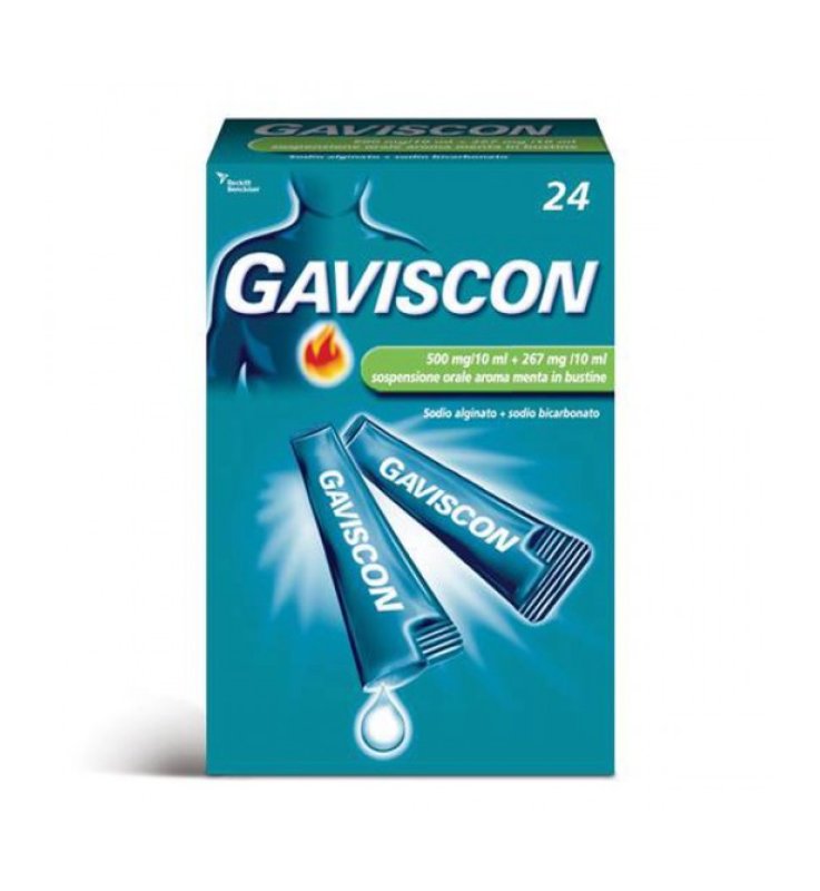 GAVISCON*24 bust orale sosp 500 mg/10 ml + 267 mg/10 ml menta