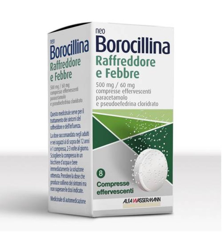 NEOBOROCILLINA RAFFREDDORE E FEBBRE*8 cpr eff 500 mg + 60 mg