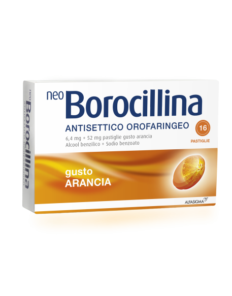 NEOBOROCILLINA ANTISETTICO OROFARINGEO*16 pastiglie 6,4 mg +52 mg arancia