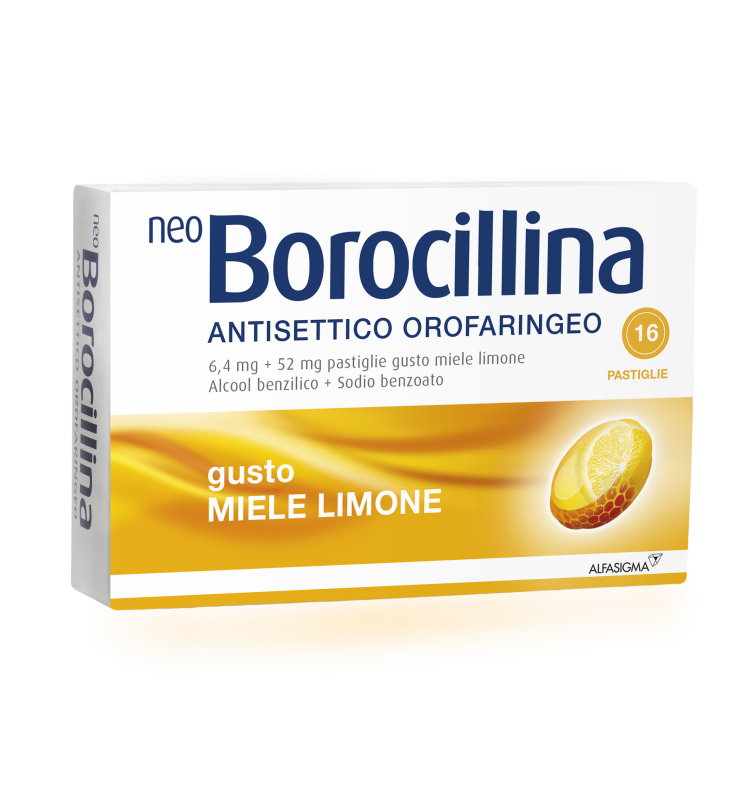 NEOBOROCILLINA ANTISETTICO OROFARINGEO*16 pastiglie 6,4 mg +52 mg limone