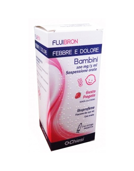 FLUIBRON FEBBRE E DOLORE*orale sosp 150 ml 100 mg/5 ml gustofragola senza zucchero