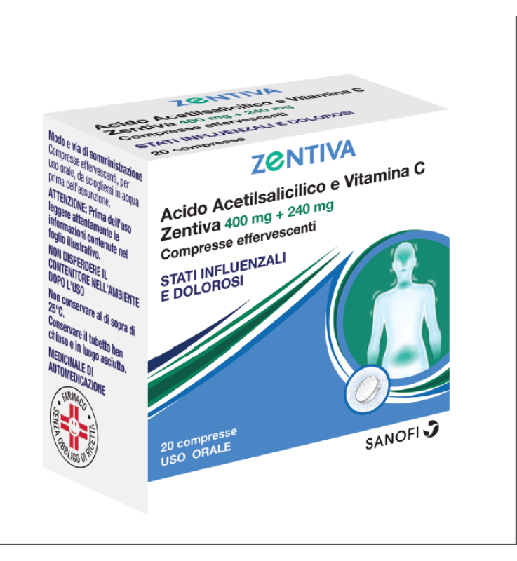 ACIDO ACIDO ACETILSALICILICO E VITAMINA C (ZENTIVA)*20 cpr eff 400 mg + 240 mg