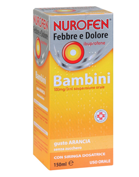 NUROFEN FEBBRE E DOLORE*BB orale sosp 150 ml 100 mg/5 ml arancia senza zucchero con siringa