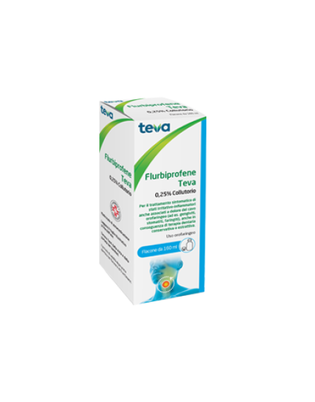 FLURBIPROFENE (TEVA)*collutorio 160 ml 0,25% FLURBIPROFENE (TEVA)*collutorio 160 ml 0,25%