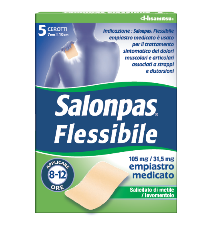 SALONPAS FLESSIBILE*5 empiastri in bustina 105 mg + 31,5 mg7 x 10 cm