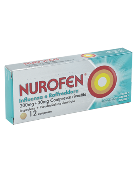 NUROFEN INFLUENZA E RAFFREDDORE*12 cpr riv 200 mg + 30 mg