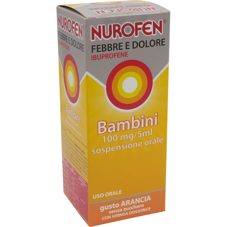 NUROFEN FEBBRE E DOLORE*BB orale sosp 150 ml 100 mg/5 ml arancia senza zucchero con siringa NUROFEN FEBBRE E DOLORE*BB orale sosp 150 ml 100 mg/5 ml arancia senza zucchero con siringa