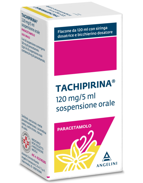 TACHIPIRINA*orale sosp 120 ml 120 mg/5 ml + adattatore + siringa dosatrice + bicchierino dosatore gusto vaniglia caramello