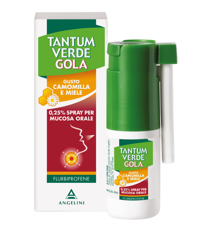 TANTUM VERDE GOLA*spray mucosa orale 15 ml 0,25% gusto camomilla e miele