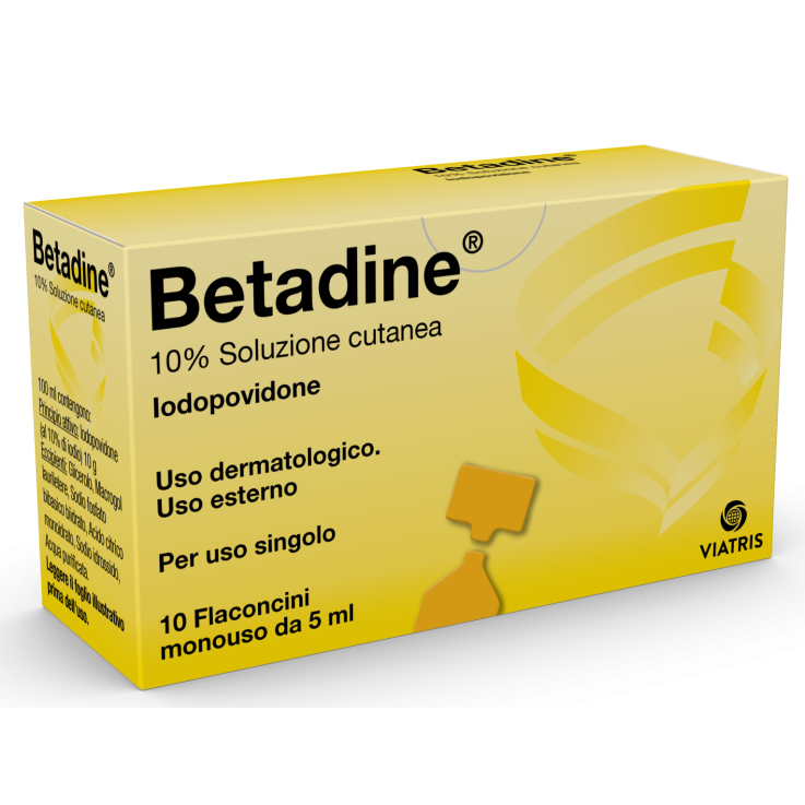 BETADINE*soluz cutanea 10 flaconcini monouso 5 ml 10% BETADINE*soluz cutanea 10 flaconcini monouso 5 ml 10%