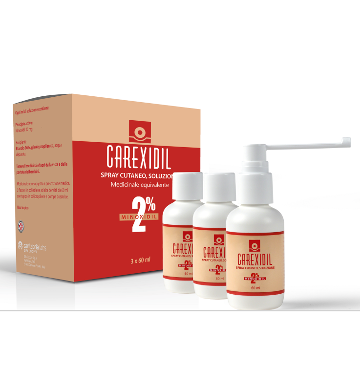 CAREXIDIL*3 flaconi spray soluz cutanea 60 ml 2%