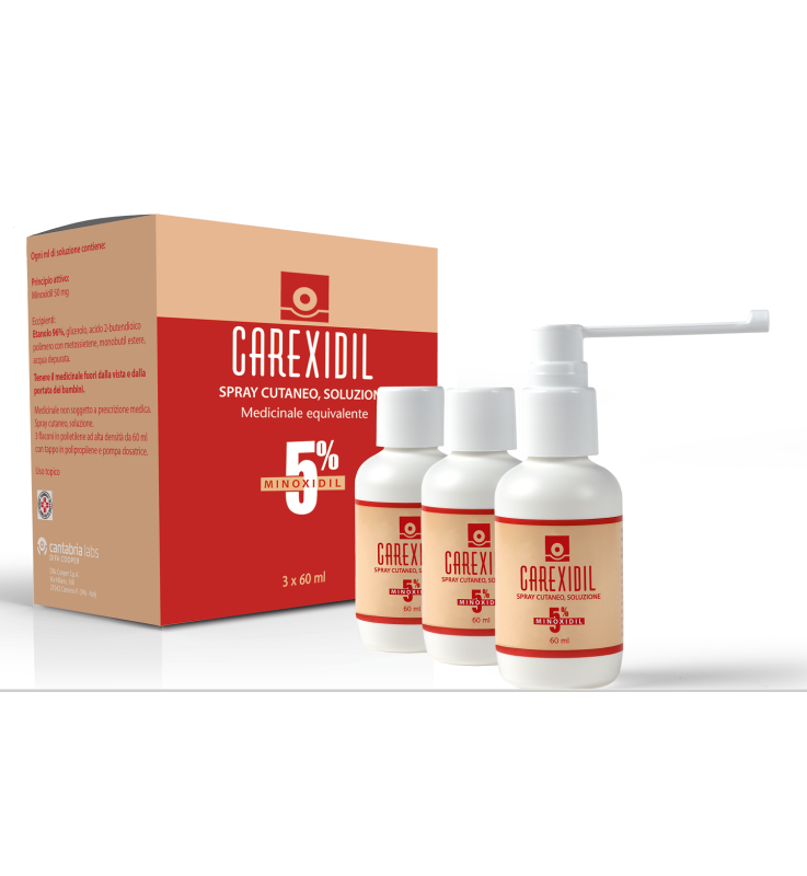 CAREXIDIL*3 flaconi spray soluz cutanea 60 ml 5%