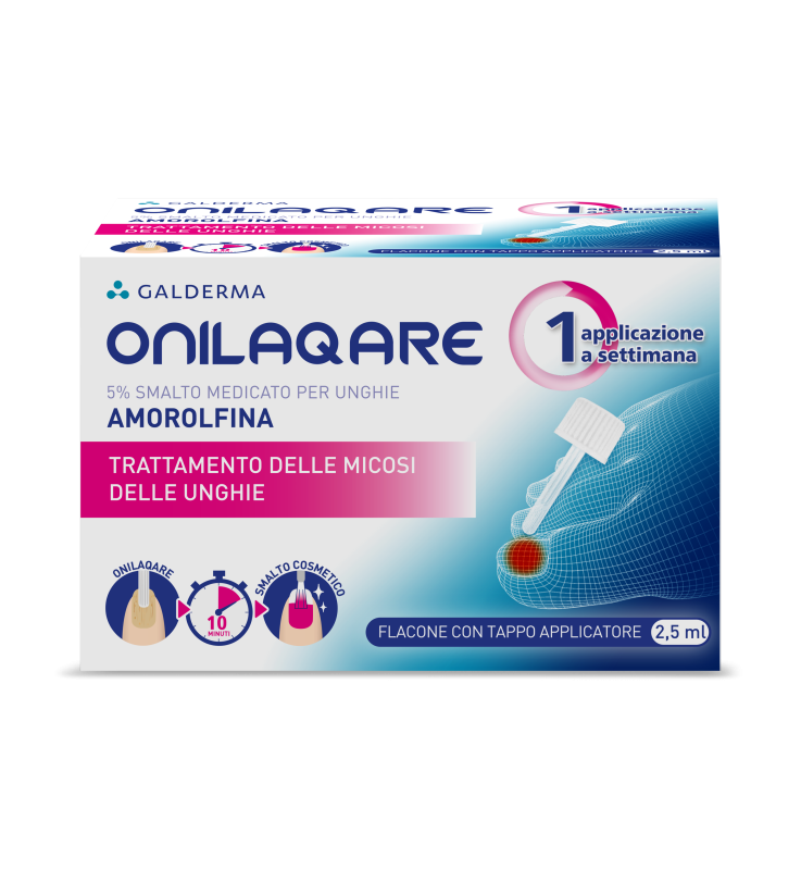 ONILAQARE*smalto unghie 1 flacone 2,5 ml 5% con tappo applicatore