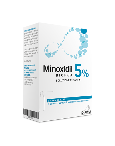 MINOXIDIL BIORGA (LABORATOIRES BAILLEUL)*soluz cutanea 3 flaconi 60 ml 5%
