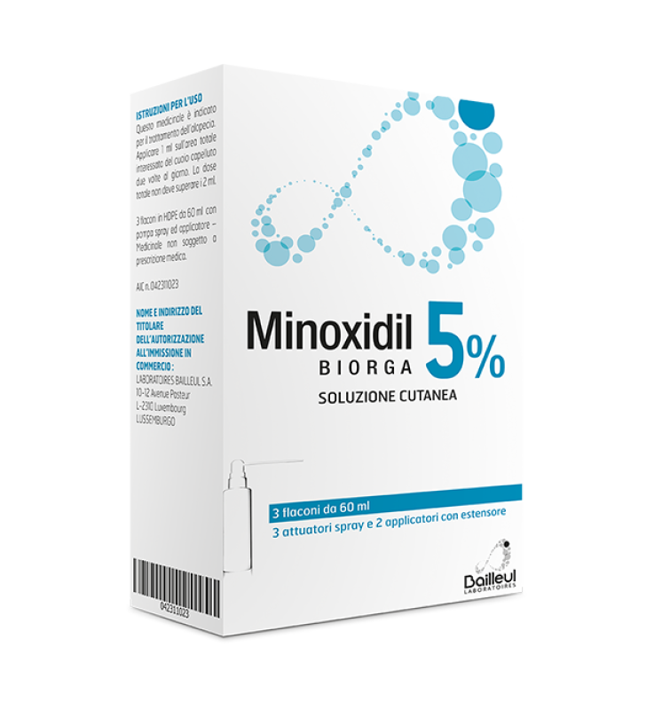 MINOXIDIL BIORGA (LABORATOIRES BAILLEUL)*soluz cutanea 3 flaconi 60 ml 5%