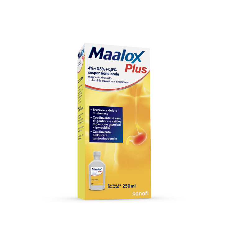 MAALOX PLUS*orale sosp 250 ml 4% + 3,5% + 0,5%