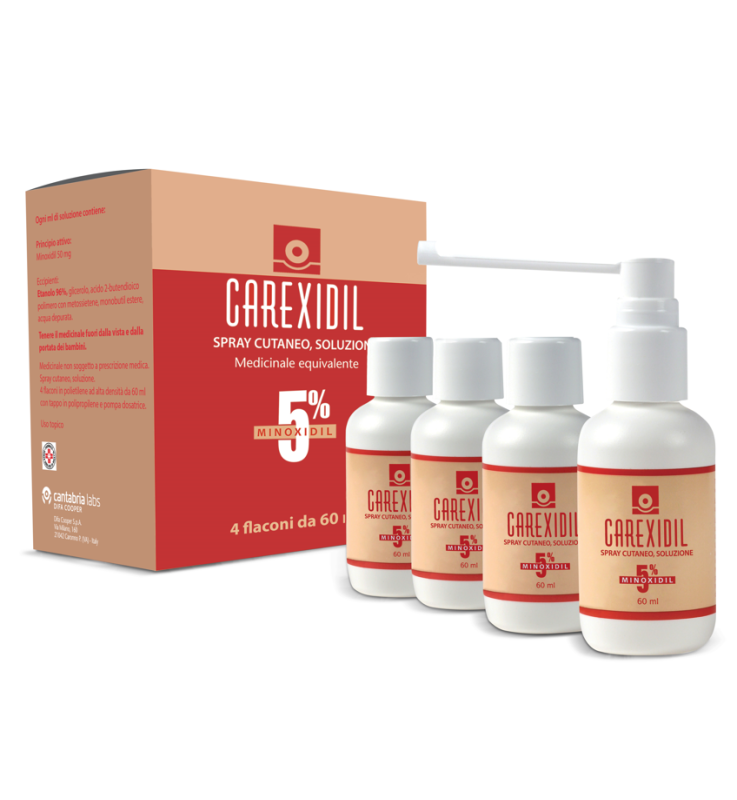 CAREXIDIL*4 flaconi spray soluz cutanea 60 ml 5%