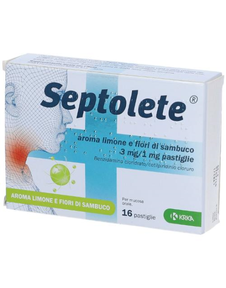 SEPTOLETE*16 pastiglie 3 mg + 1 mg aroma limone e fiori di sambuco