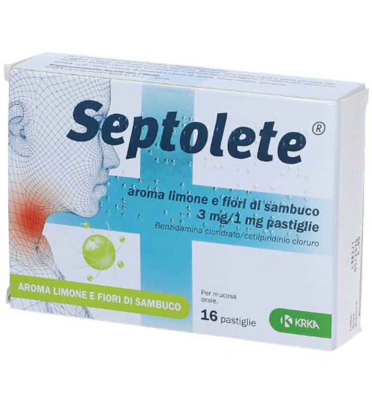 SEPTOLETE*16 pastiglie 3 mg + 1 mg aroma limone e fiori di sambuco
