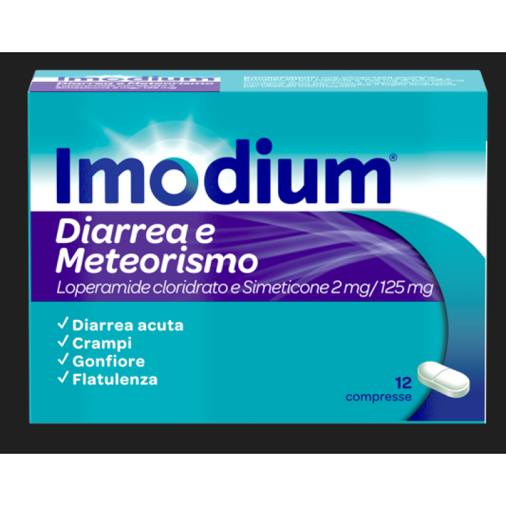 IMODIUM DIARREA E METEORISMO*12 cpr 2 mg + 125 mg IMODIUM DIARREA E METEORISMO*12 cpr 2 mg + 125 mg