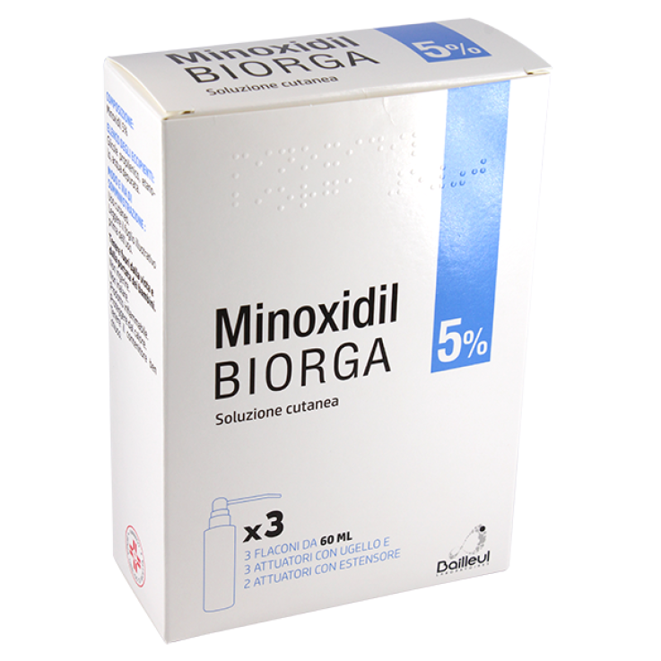 MINOXIDIL BIORGA (GMM FARMA)*soluz cutanea 3 flaconi 60 ml 5% con pompa spray e applicatore MINOXIDIL BIORGA (GMM FARMA)*soluz cutanea 3 flaconi 60 ml 5% con pompa spray e applicatore