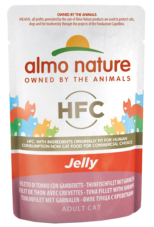 Almo Nature HFC Jelly Adult Cat Filetto di Tonno con Gamberetti - 55 g, Singola img 0