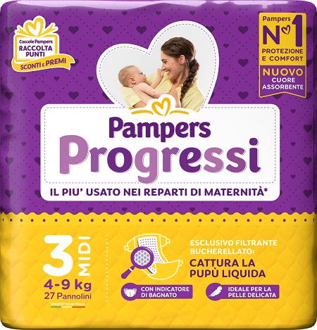 PAMPERS PROGRESSI MIDI PANNOLINO 3 4-9KG 27 PEZZI